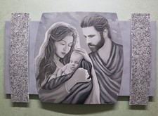 Quadro DIPINTO SU TELA CAPEZZALE MODERNO ARGENTOMONTAGGIO CON CRISTALLI 60X100CM