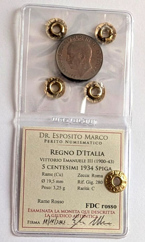 Centesimi 1934 spiga - 5, regno