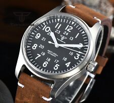 🔝 TANDORIO FIELD WATCH SEIKO NH35 AUTOMATICO SUB 200 M ZAFFIRO PELLE CAMOSCIO ⌚