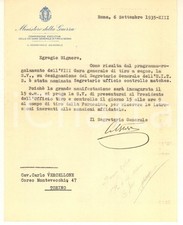 1935 ROMA Ministero della Guerra - Segretario Generale TIRO A SEGNO *Autografo