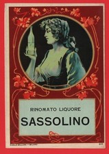 ETICHETTA D'EPOCA LIQUORE SASSOLINO STAMPATO DA C. BELLONI MILANO N°104 VINTAGE