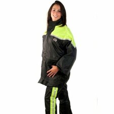 TUTA ONE GIACCA PANTALONI CAPPUCCIO ANTIPIOGGIA MOTO NERO GIALLO FLUO H-VIS TG S