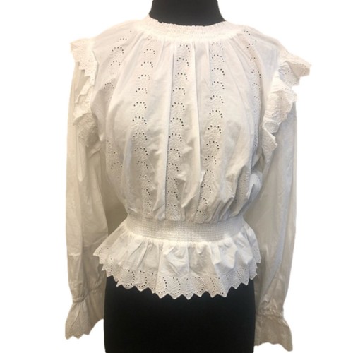 Blusa blusa con volant bianca
