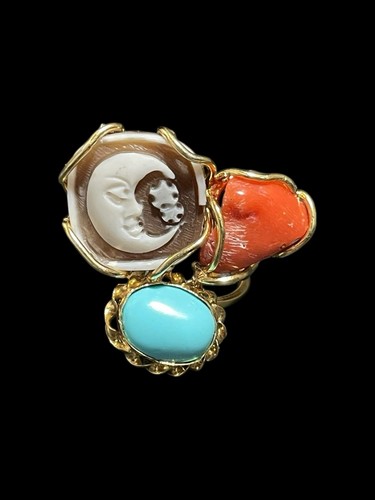 Anello corallo turchese - anello, e