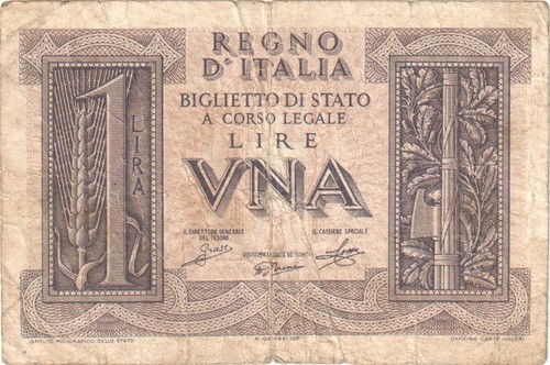 1939 italy lire banknote - italy,