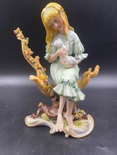 STATUETTA STATUA SOPRAMMOBILE RAGAZZA CON GATTO BIANCO CAPODIMONTE FORNILI