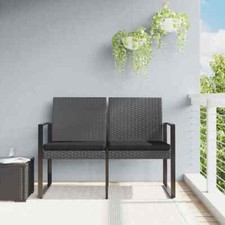 vidaXL Panca da Giardino a 2 Posti con Cuscini Rattan PP Grigio Scuro