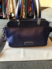 MARC BY MARC JACOBS LUSSO PELLE BORSA MANO SPALLA BLU SILVER ORIGINAL GRANDE