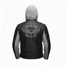 Felpa con cappuccio moto pelle