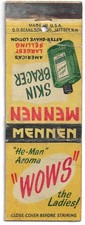 Vintage Matchbook Cover Wows Mennen Skin Bracer Lozione Dopobarba FS Mail-In
