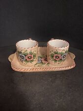 Set 2 Tazze Da Caffè Tazzine E Vassoio Ceramica Deruta Dipinto A Mano Vintage