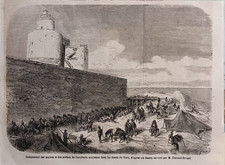 Stampa antica 1860 Faro di Messina Sicilia