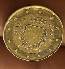 Moneta Molto rara 20Centesimi Di Malta Anno 2008 (lettera F)