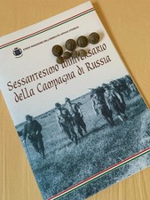 CAMPAGNA DI RUSSIA: LOTTO FOLDER COMMEMORATIVO (60°) E 8 BOTTONI UNIFORME ALPINI