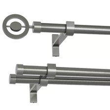 Asta per Tenda / Bastone Doppia & Singola Grigio 19 mm SET + Terminali ROLLMAXXX