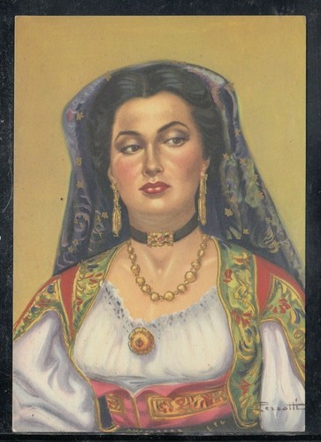 Cartolina costumi sardi - costumi,
