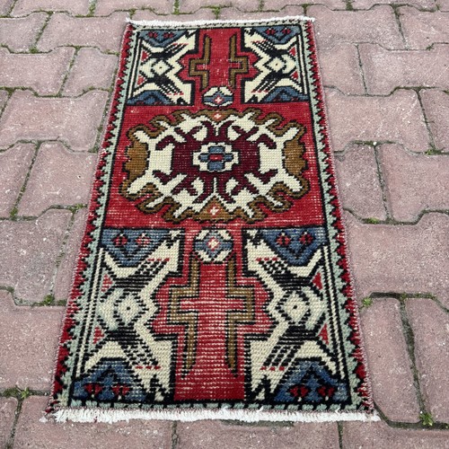 Tappeto lana turca 1x3 rosso