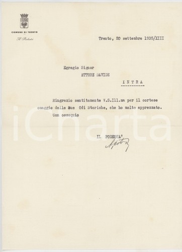 1935 trento lettera - trento, mario
