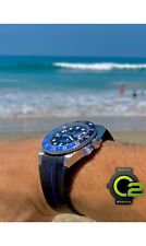 Cinturino in gomma vulcanizzata svasato NERO 20mm per orologi Rolex ceramica striscia BLU