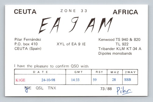 Radioamatore qsl ea9am - ea9am, ceuta