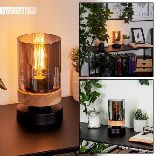 Lampada rotonda nera - , legno