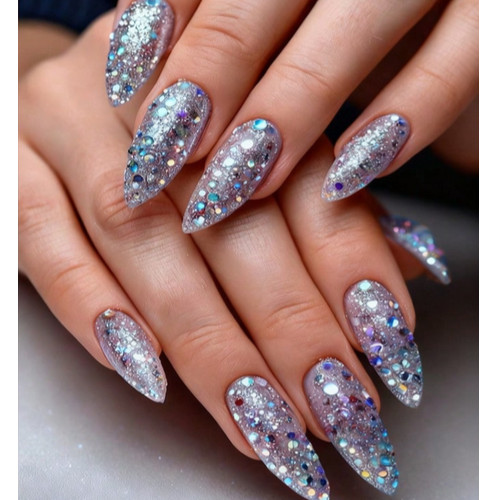 Almond stiletto holo - almond, *holo