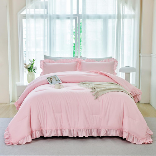 Set piumone rosa con - , volant