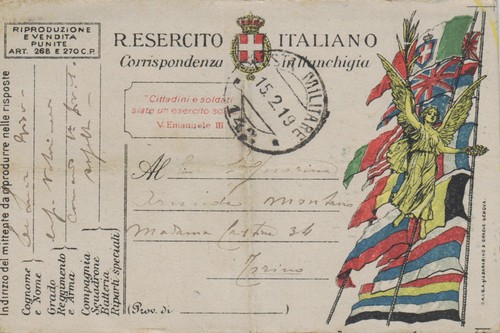 1919 cartolina in franchigia - 1919,