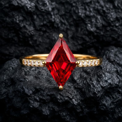 Anello granato lega - granato,, ottone