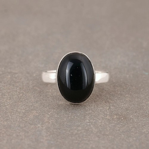 Anello onice nera naturale - onice,