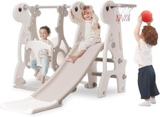 Scivolo per Bambini 4 in 1 per Bambini, per Interni Ed Esterni Basket Grigio