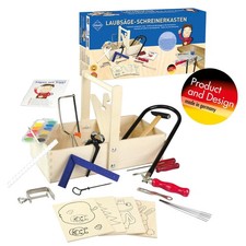 Pebaro Set di Seghetti e Attrezzi per Foglie in Scatola da Falegname con Tavolo da Lavoro e Cassetta Colori