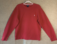 Polo Ralph Lauren Waffle Maglia Camicia Uomo Tg XL Rosso Termico Pony Logo Classico