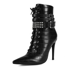 Stivali donna sexy banchetto moda rivetto a punta stiletto tacco alto grandi 44