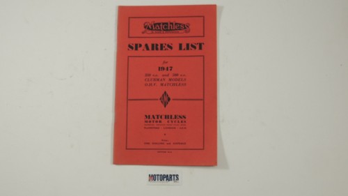 Spares list 1947 matchless - spares,