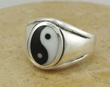 ANELLO YIN YANG UOMO ARGENTO STERLING .925 misura 9 stile # r1971
