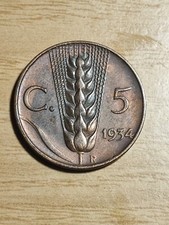 5 CENTESIMI 1934 MONETA SPIGA VITTORIO EMANUELE III° REGNO D’ITALIA...F267