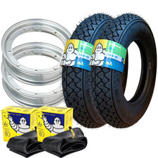 RUOTE COMPLETE VESPA PX 125 150 200 GOMMA MICHELIN CERCHIO CAMERA D'ARIA 3.50-10