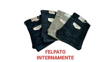 PANTALONE IN VELLUTO jeans IMBOTTITO  caldo FODERATO INTERNAMENTE da 46 a 58