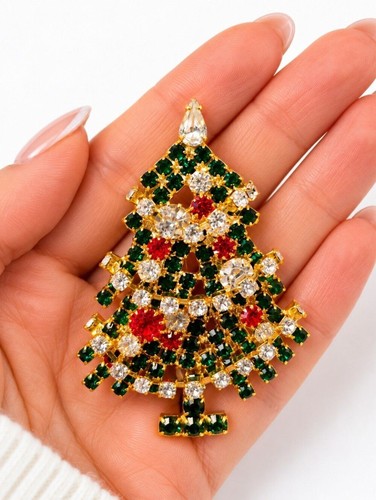 Spilla albero natale strass - spilla,