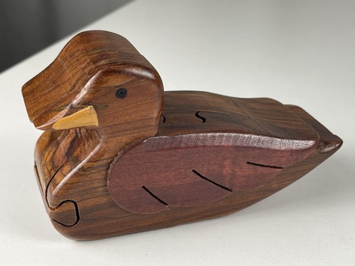 Statua legno anatra - legno, puzzle