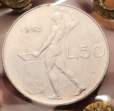 Moneta 50 Lire 1962, Italia Repubblica, Perizia qFDC, Rif. 6924