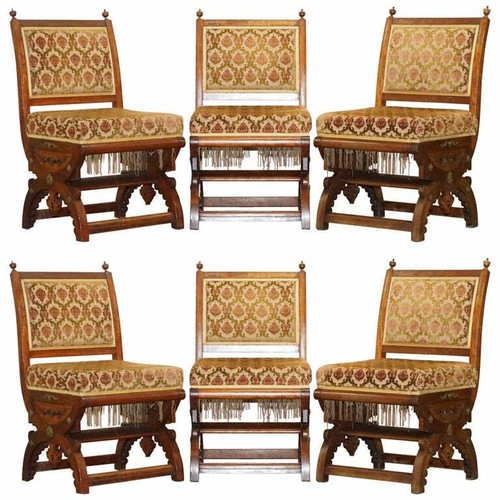 Raro set sei sedie gotiche - set,