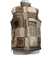 NEW Boohoo Brown Bandana Print Padded Full Zip Gilet Vest sz 4 Trendy Y2K Boho