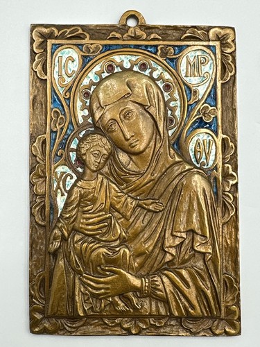 Bronzo antico rilievo madonna - bronzo,