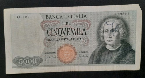 5000 lire colombo tipo - lire,