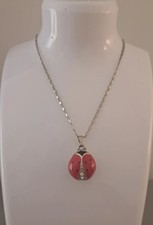 Collana girocollo argentata coccinella rossa portafortuna donna ragazza