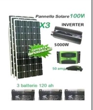 KIT FOTOVOLTAICO 3KW GIORNALIERO INVERTER 5000W PANNELLO ENERGIA batteria 120 ah