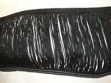 Frangia Tripolino nera per abiti da ballo e costumi nera H. cm. 14  metri 1