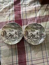 2 Johnson Brothers piatti vintage Tally Ho Hunter 4,25" anello Cina Inghilterra